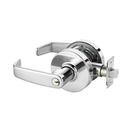 Sargent Storeroom Closet Cylindrical Lock Grade 2 with L Lever and L Rose with T Strike and LA Keyway Bright 7G04LL26